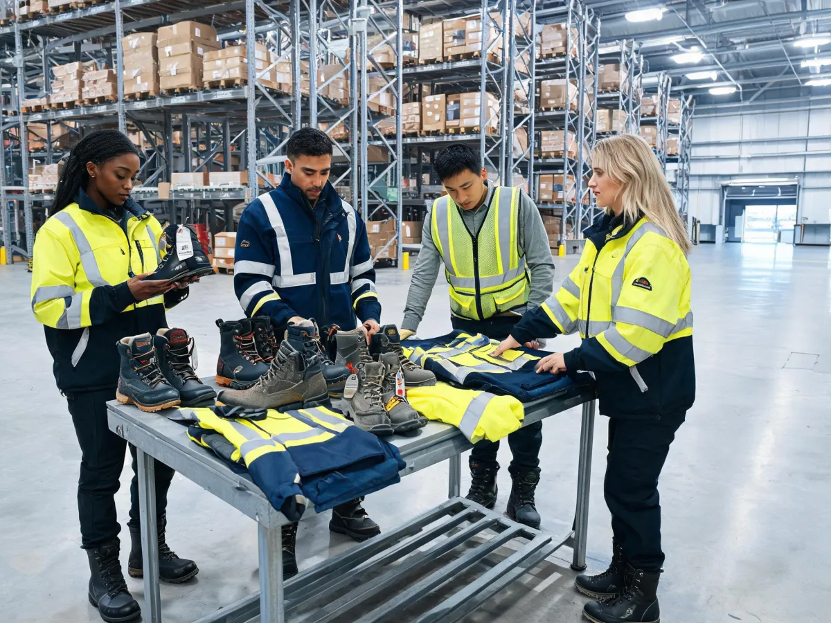Ariat safety workwear team in a distribution facility