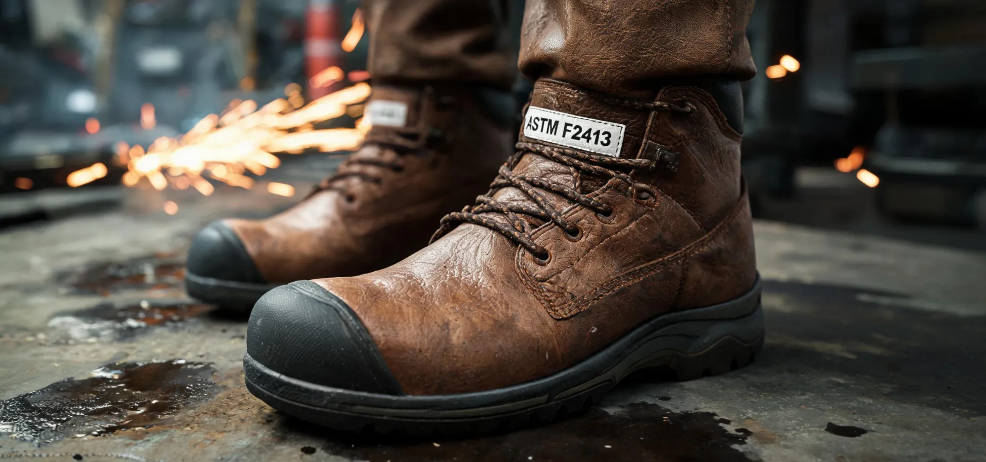 Ariat steel toe boots in an oil and gas shop