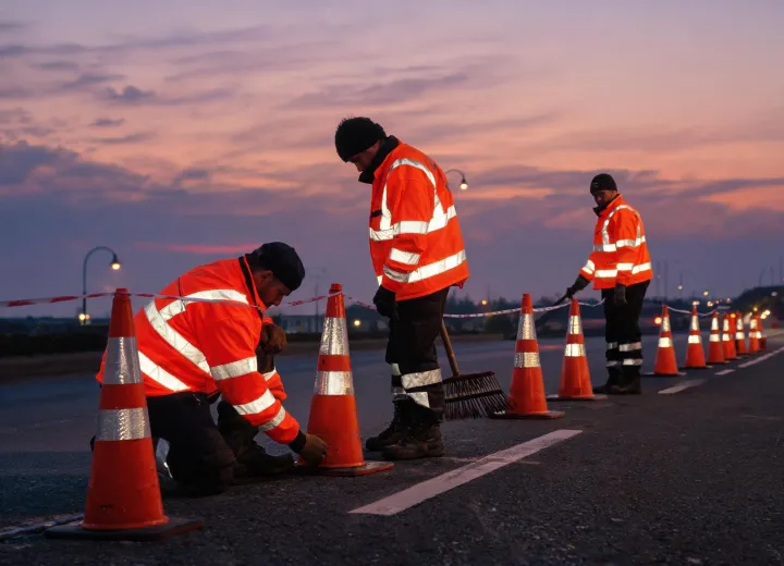 Road crew wearing Ariat hi-vis workwear